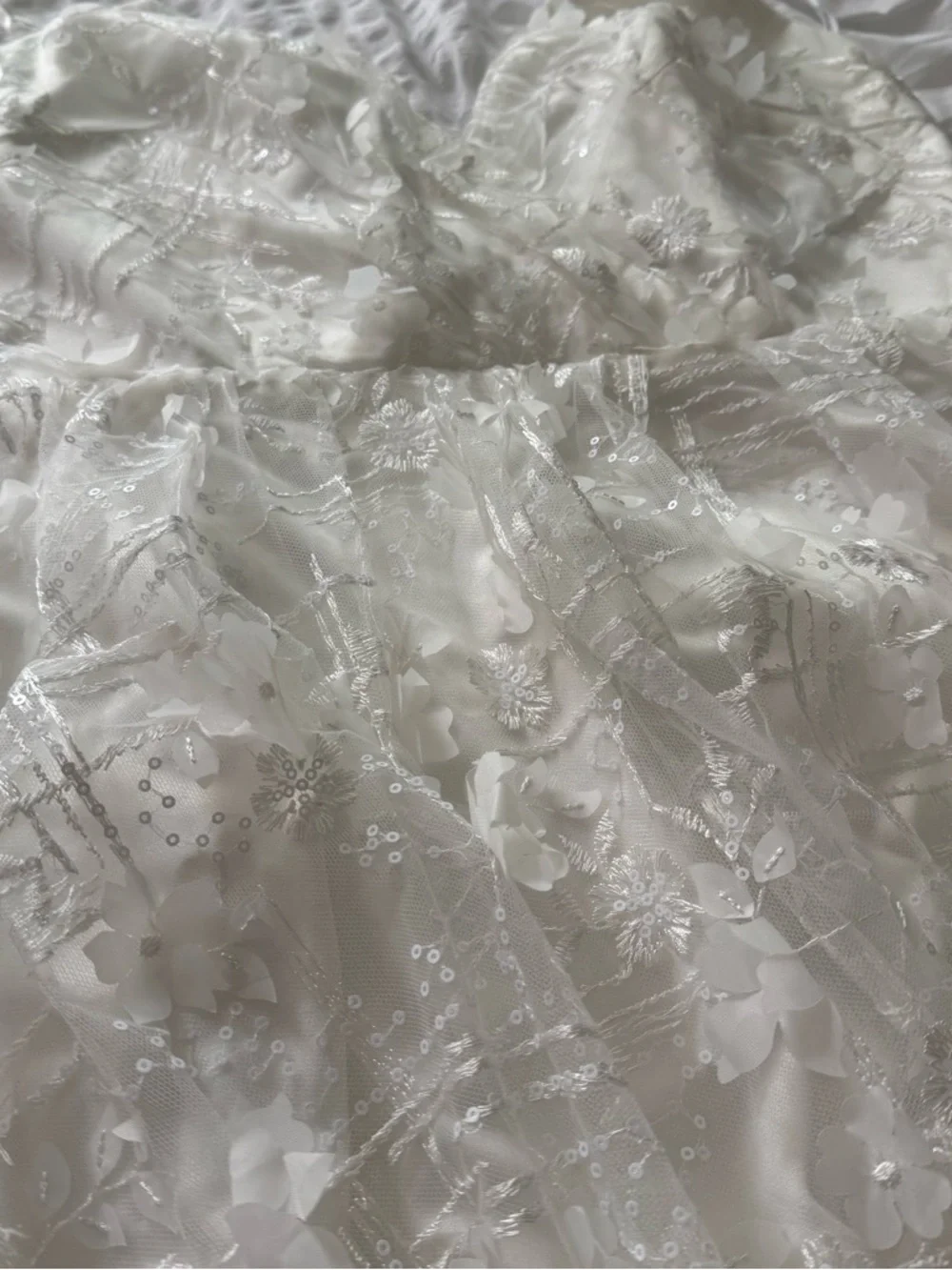 Lulu's Springtime Soiree White Sequin 3D Floral Applique Midi Dress - Picture 8 of 10